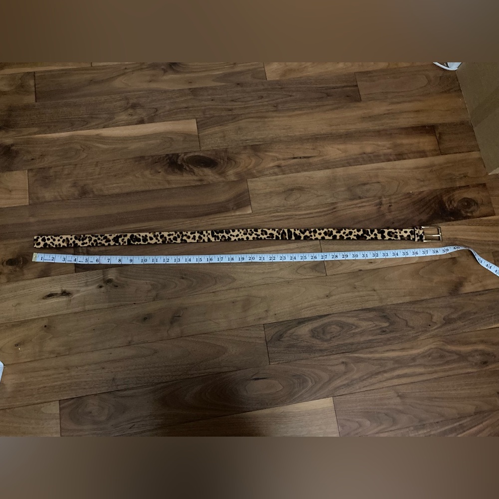 Express leopard print belt with gold hardware